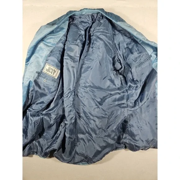 Vintage Gianni Versace Blue Corduroy Suit Jacket Size 52 Made In Italy
